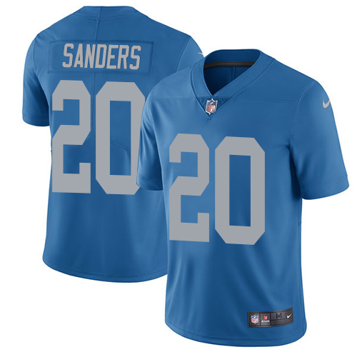 Nike Lions #20 Barry Sanders Blue Throwback Men's Stitched NFL Vapor Untouchable Limited Jersey